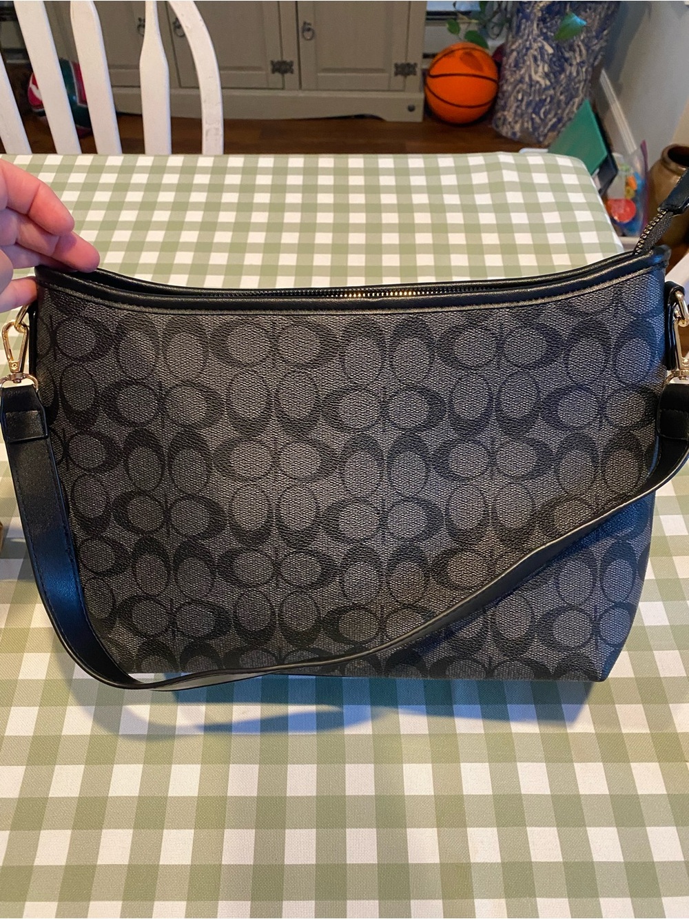 Canvas Hobo Bag in Charcoal/Black